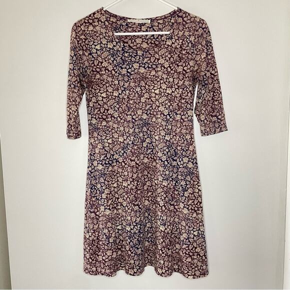 Peruvian Connection Elbow Length Floral Pima Cotton Swing Dress Size XS - Picture 1 of 4